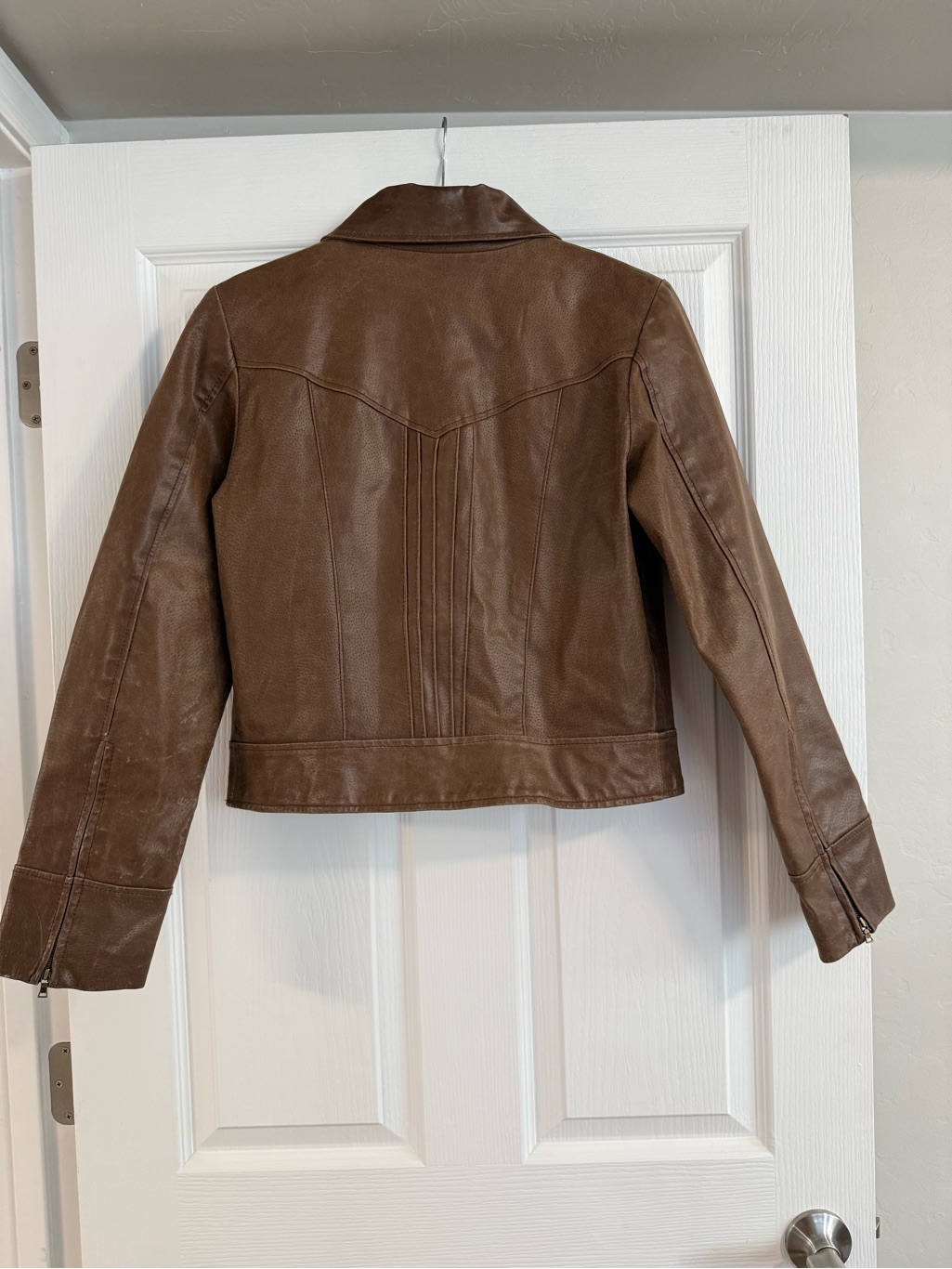 Moda International Brown Leather Zip Jacket — image 3 of 7